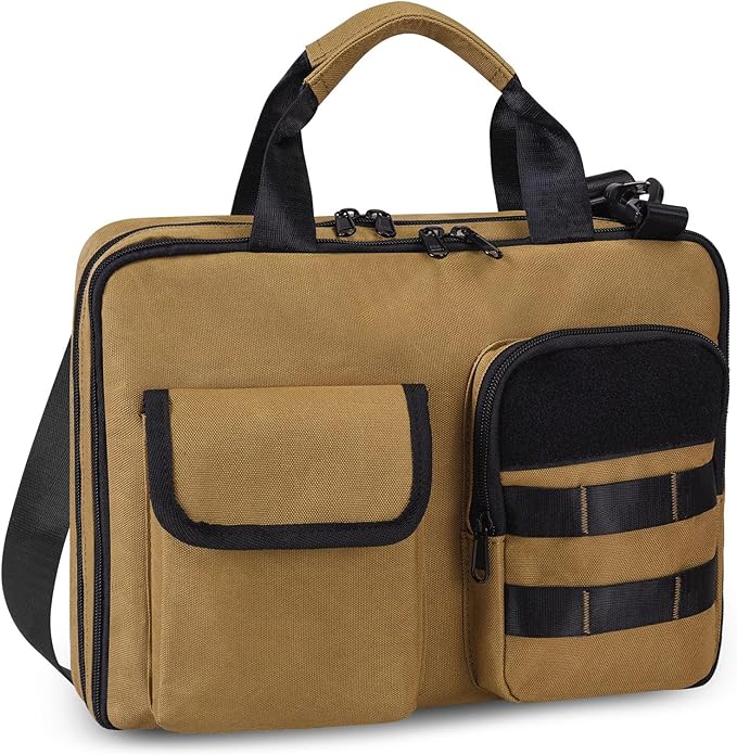 ZHIERNA Tactical Bible Cover for Men, Double Layer Large Bible Case Church Bag with Multiple Pockets, Bible Carrying Case for Women with Top Handle and Shoulder Strap