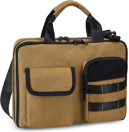 ZHIERNA Tactical Bible Cover for Men, Double Layer Large Bible Case Church Bag with Multiple Pockets, Bible Carrying Case for Women with Top Handle and Shoulder Strap