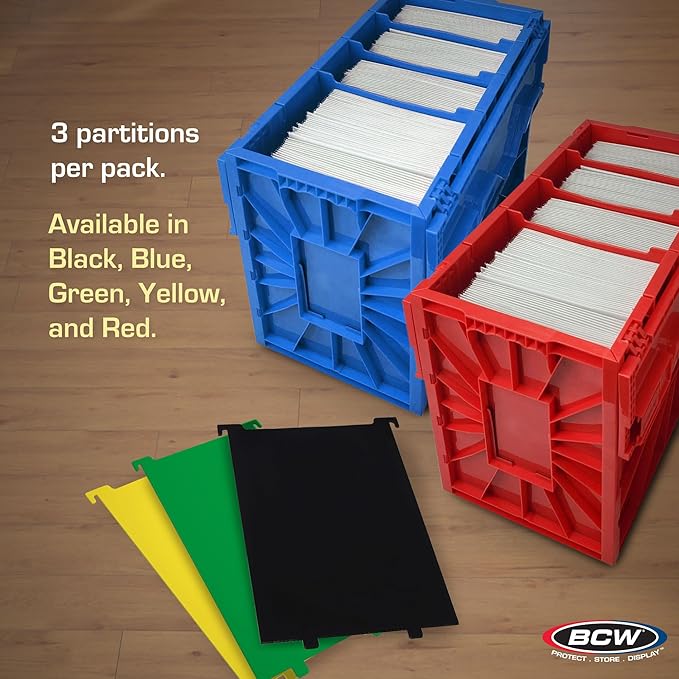 BCW Comic Bin Partitions | Exclusive Organizer for Short and Long Comic Book Bins | Notched, Tabbed, and Structurally Supportive Dividers (Green, 3 Pack)