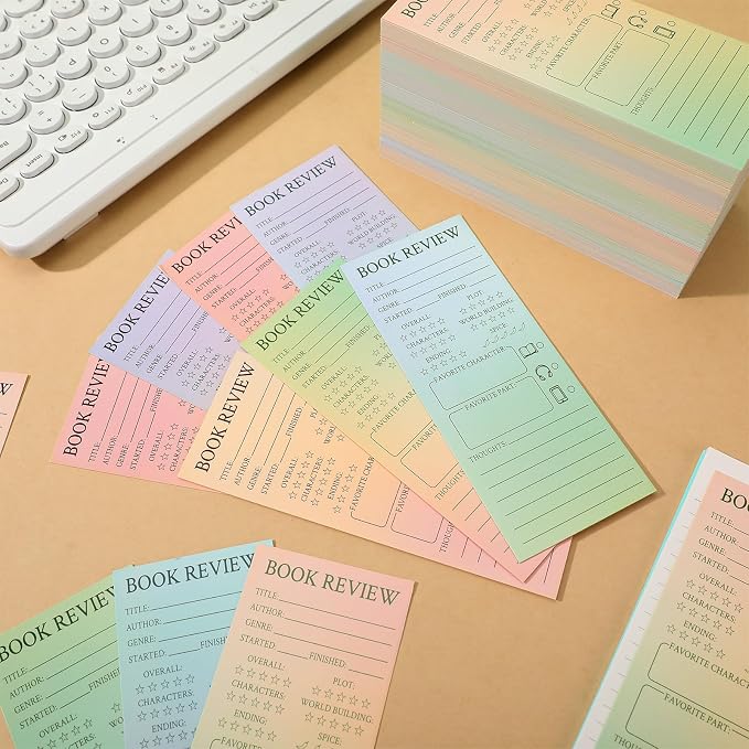 240 Pcs Back to School Teacher Gifts Colorful Book Review Bookmarks Bookclub Gifts Reading Page Cards for Book Lovers Women Students First Day of School Party Supplies(Simple,Gradient)