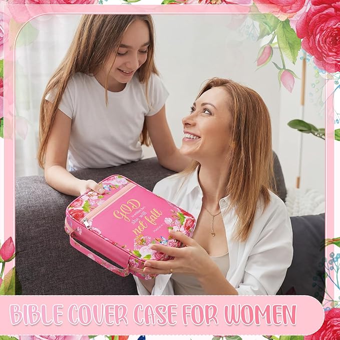 Bible Cover Case for Women and Bookmarks Carrying Bible Cases for Christian Gifts for Women Christian Book Covers Inspirational Gifts for Ladies Study Supplies Mother's Day Favors (Elegant)
