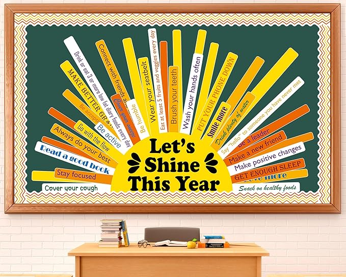 Summer Sunshine Bulletin Board Classroom Decorations Motivational Shine This Year Bulletin Board Set Inspirational Golden Sun Positive Quote Cutouts for Wall Back to School Classroom Decor