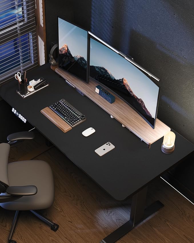 AFIING Large Desk Mat 55" x 24" - PU Leather Desk Pad Protector, Waterproof Non-Slip Extended Mouse Pad for Office Desk, Keyboard, Laptop and Home Workspace (Black)