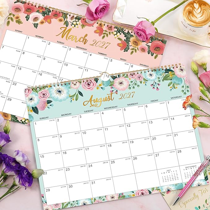 Calendar 2026-2027 - Wall Calendar 2026-2027, JUL 2026 - Dec 2027, 15" x 11.5", 18 Months Hanging Monthly Calendar, 26-27 Calendar with Spiral Bound, Julian Dates, Thick Paper Perfect for Home Office Organizing