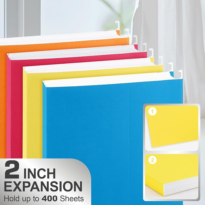 Legal Size Hanging File Folders,25 Packs Legal Hanging File Folders,Yellow Legal Size Hanging Folders,9.2'' × 14.8'',Hanging Folders for Filing Cabinet,1/5 Adjustable Tabs for Office,School,Home