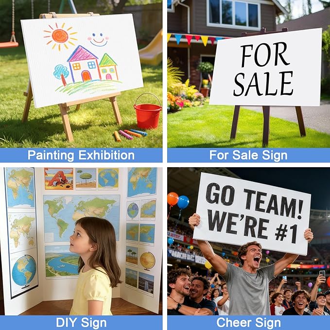 Corrugated Plastic Board 24" x 36", 5 Pack White Plastic Poster Board & Blank Yard Signs, 3/16 Inches Thick Double-Sided Poster Sheets for School Projects, Craft, Art, Garage Sale, Rent