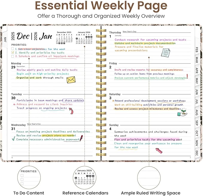 2026 Planner, Weekly and Monthly Planner for Women, Jan 2026 - Dec 2026 Pretty 2026 Calendar Planner with Monthly Tabs, Inner Pocket, Spiral Binding, Perfect for Office Home School - 8.5" x 11", Magical Forest