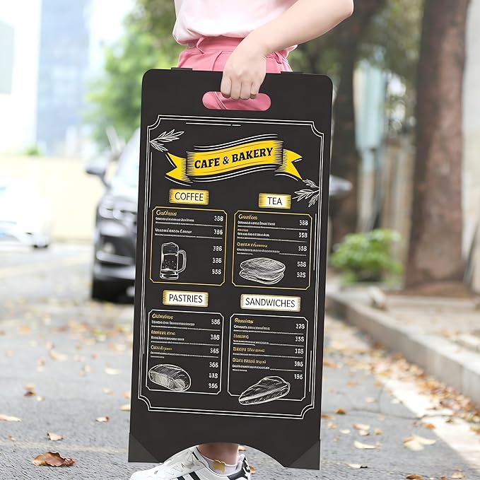 A-Frame Chalkboard Sign Large 15" x 30" Sandwich Chalkboard Double Sided Sidewalk Signs Outdoor Foldable Blackboard Menu Display for Weddings, Restaurant, Business