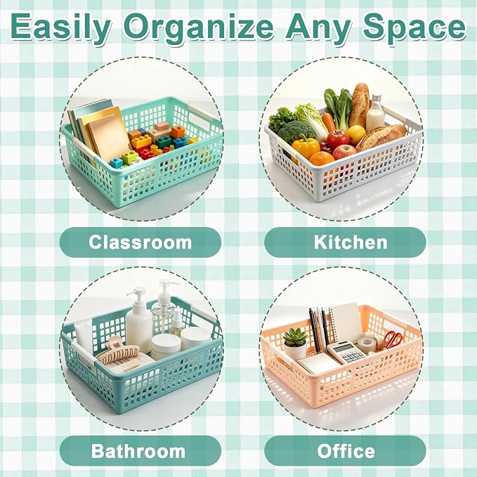 12 PCS Plastic Classroom Turn in Paper Trays Storage Bin Basket Organizers Holds 4A Paper File for School Teacher Supplies Classroom Office Home Organization and Storage Tray (Morandi)