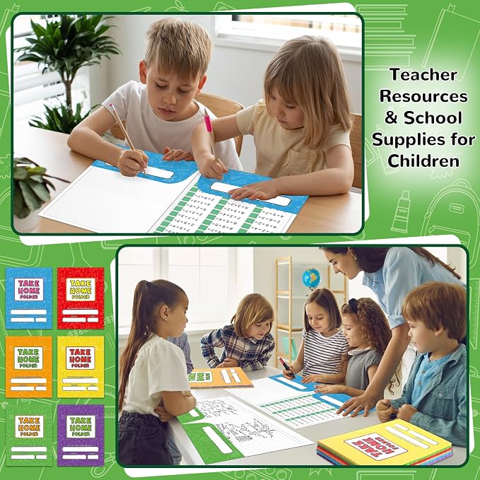 24PCS Take Home Folders Homework 2-Pocket Folders Bulk for Students A4 Letter Size Colorful Classwork Homework Folder Organizer Gifts for Home Office Teachers Educational Supply 9.45 x 12.2 Inch