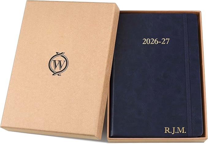 Wykeham's Executive 2026-27 Daily Journal Planner – Mid-Year Academic Diary (Personalized Royal Blue, 8.5"×5.5")