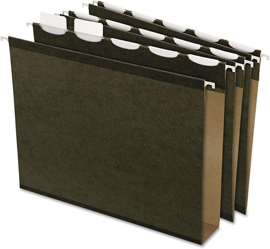 Pendaflex Ready-Tab Extra Capacity Reinforced Hanging File Folders, Letter Size, Standard Green, 5 Tab, 20/BX (42701)