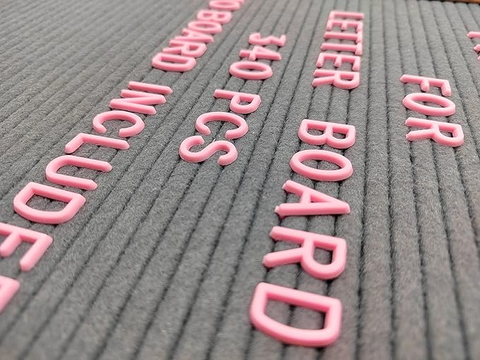 Felt Letter Board Letters Sets - Pre-cut 340pcs 3/4 Inch(0.75") Pink Letters with Canvas Bag(No Board Included)