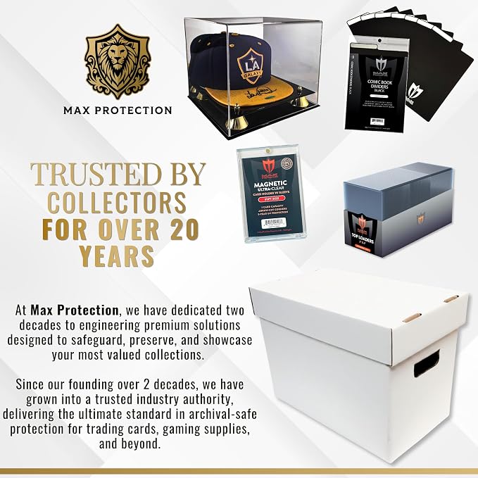 Max Protection Storage Boxes with Lids for Magazine, File, and Document Organization - Heavy Duty 200 lb Test Cardboard Boxes - Made in USA Corrugated Paper, 4 Pack
