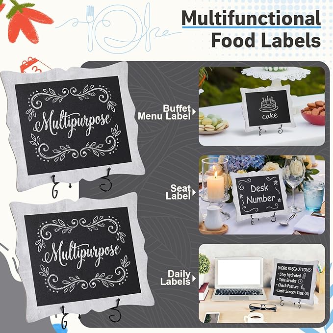Novabright 2 Pack Small Chalkboard Sign with Easel 11" X13" Silver Border Hanging Freestanding Framed Chalkboard Tabletop Sign for Countertop Kitchen Weddings Restaurant Menus
