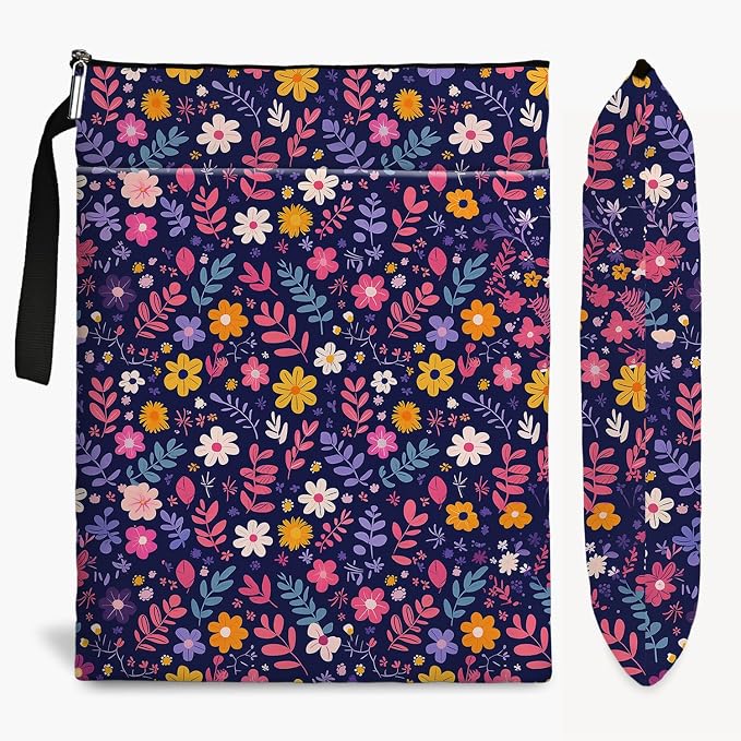 Flower Pattern Book Sleeve,Book Lovers Gifts Waterproof Book Cover for paperbacks with Zipper and Front Pocket Book Pouch for Women Teacher Birthday Graduation Christmas Gifts (Wildflower1602)