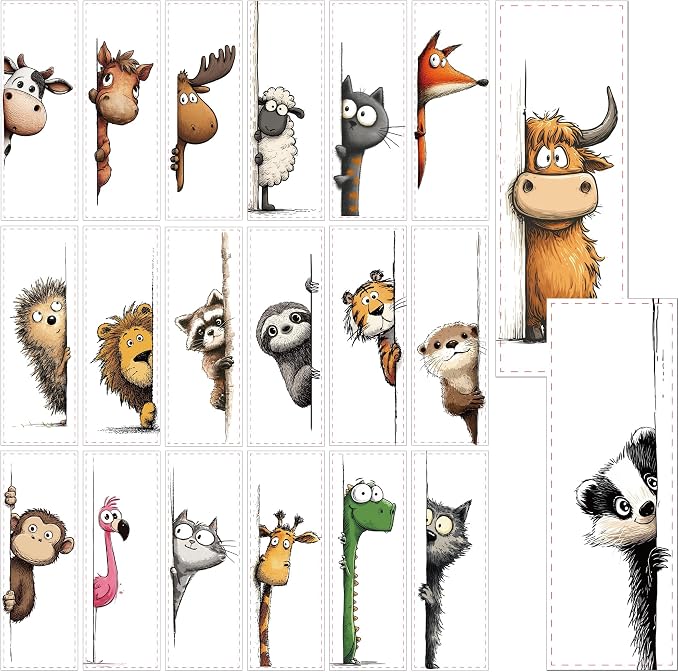 Funny Animal Bookmarks for Kids, 100 Pcs Cute Cartoon Book Marks for Boys Girls, Fun Page Markers for Reading Classroom Back to School Supplies Party Favors