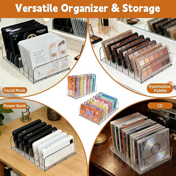 2 Pack Phone Case Organizer, Phone Case Storage Holder with 14 Slots, Organizer Dock for Phone Case, Eyeshadow, DVD/CD, Device Organizer, Use on Desktops, in Drawers and Cabinets
