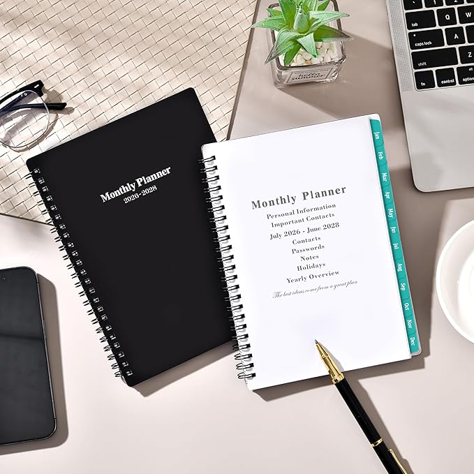2026-2028 Monthly Planner/Calendar - 6.3" x 8.4"(A5 Size) Small Monthly Planner, Jul. 2026 - Jun. 2028, 2 Year Calendar with 24 Months,Twin-Wire Binding,Tabs, Pocket, Cardboard Cover