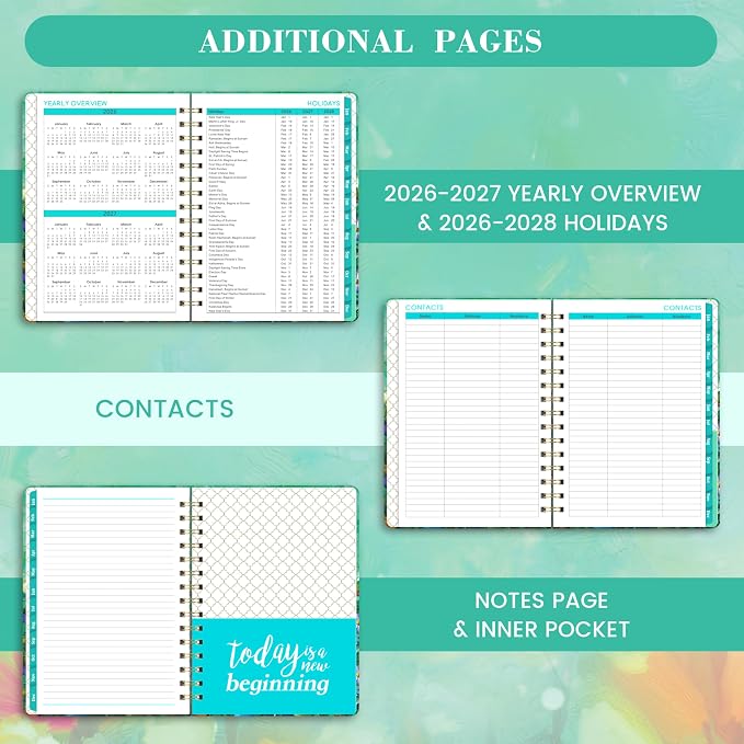 2026 Planner - Planner 2026 Weekly and Monthly, Jan 2026 - Dec 2026, 6.3’’ × 8.4’’, 12 Monthly Tabs, Hardcover, Elastic Closure, Inner Pocket