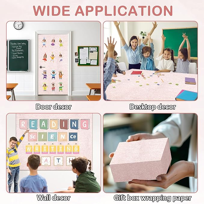 Qyeahkj 17in x 20ft Brushed Bulletin Board Paper Roll Bulletin Board Background Paper Fade Resistant Classroom Decoration Poster Art Craft Home Wall Education Decor Supplies Rose Gold