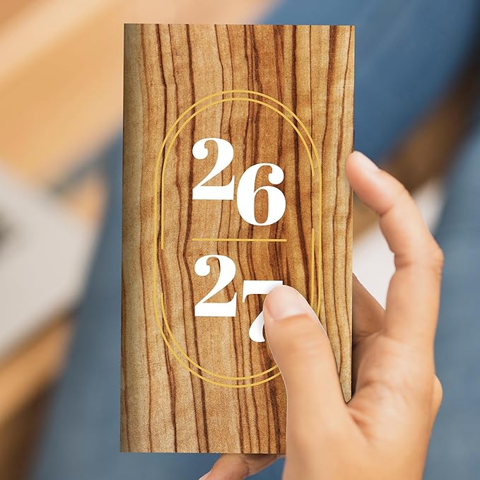 TF Publishing 2026-2027 Classic Oak Small Monthly Pocket Planner with 2 Page Large Calendar Grid and Lined Notes Section - 2 Year Pocket Calendar 2026-2027 Perfect for Purse - 3.5in x 6.5in