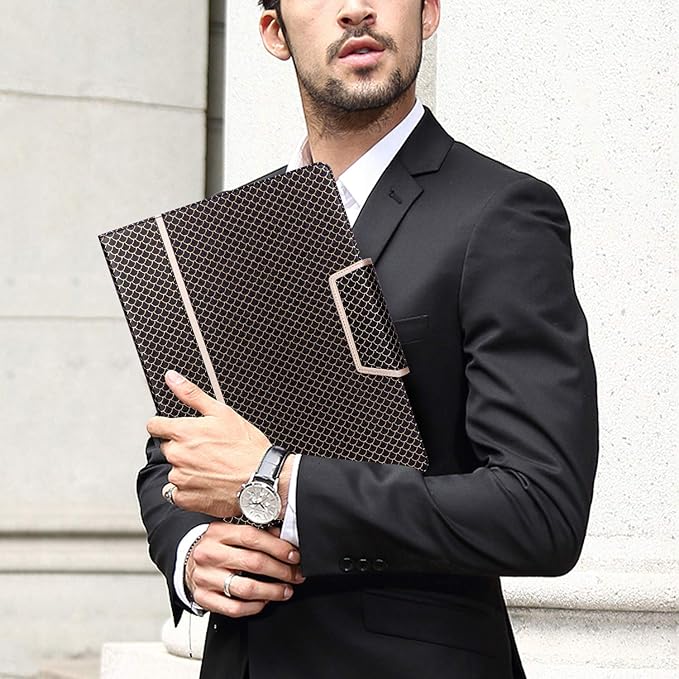 Toplive Business Padfolio, Executive Conference Folder with Document Sleeve, Letter/A4 Size Clipboard, Business Card Holders, Men's & Women's Mermaid Black