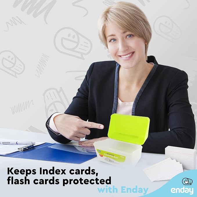 Enday Index Card Box Green 3x5 Index Card Holder, Index Card Organizer, Flash Card Holder, Holds 250 Cards. (36 PC)