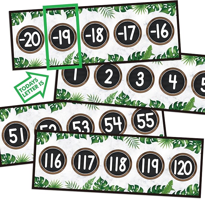 29 Pieces Number Line for Classroom Wall -20 to 120 Number Line Bulletin Board Border Simply Boho Classroom Decorations Math Posters for Teachers