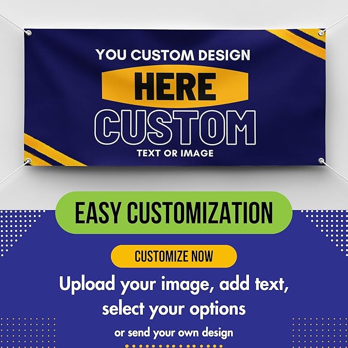 Personalized Custom Vinyl Banner Printing Indoor or Outdoor use Printed Business Event Birthday Party Large Custom Vinyl banner for Party Decoration Factory of Stickers (6'x8')