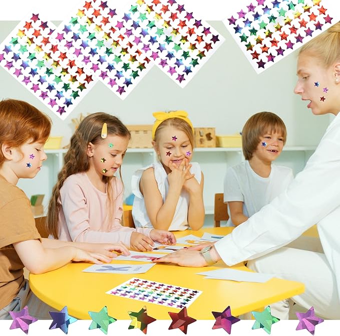 2400 PCS Star Stickers for Kids Reward - Holographic Star Stickers Reward Stickers for Behavior Chart School Classroom Teacher Supplies 0.6" Small Teacher Stickers for Classroom