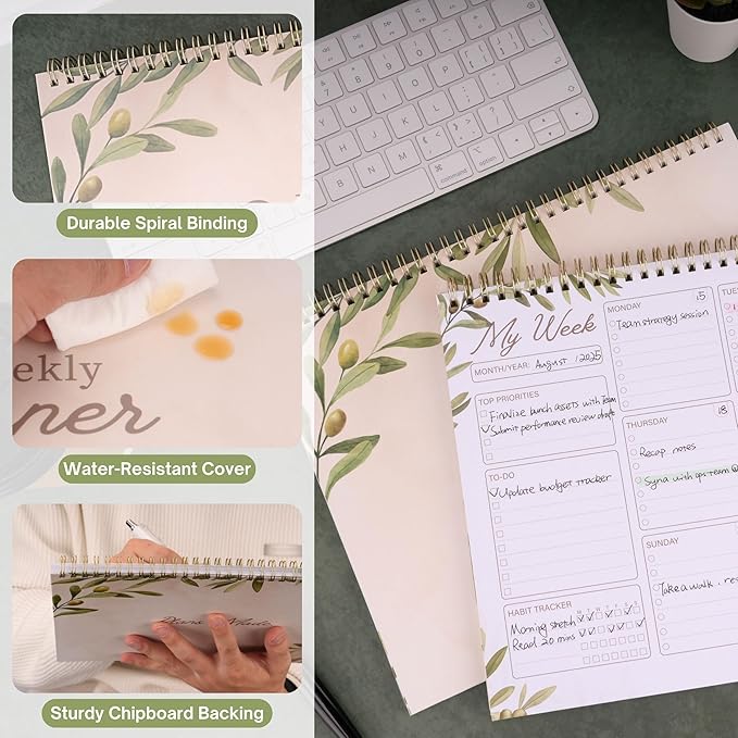 Weekly Planner Notepad 8.5x11 Inches – 52 Weeks Undated Dashboard Desk Pad for To-Do List, Schedule & Notes – Productivity Planner for Work, School, Home & Busy Professionals (Sage Green)