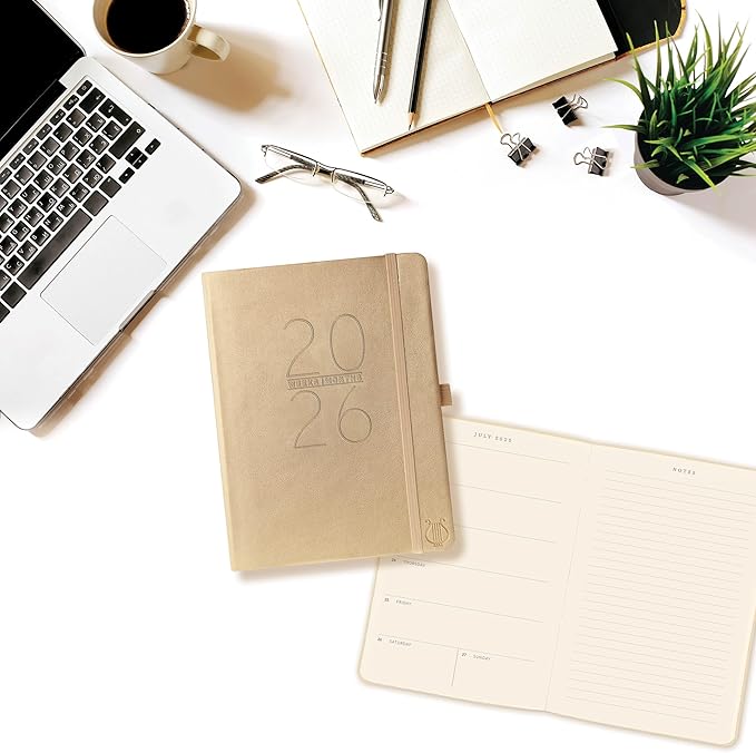Graphique 2026 Apollo Business Planner | 18 Month Organizer, July 2025 - Dec. 2026 | Weekly & Monthly Spreads | To-Do List & Note Pages | Pen Loop | Vegan Leather | Gold | 6” x 8”