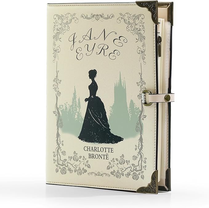 A5 Binder 6-Ring Refillable Vegan Leather Notebook Organizer, Vintage Writing Journal-80 Pages - for Drawing Sketching and Writing, Book Lovers Gifts (Jane Eyre)