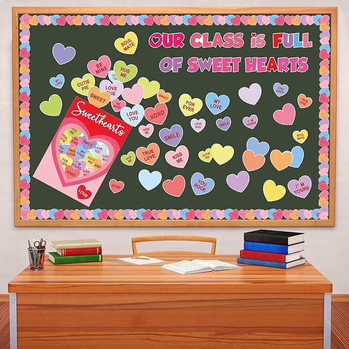 Valentines Day Bulletin Board Decorations for Classroom, Love Heart Cutouts February Bulletin Board Decorations, Our Class Is Full of Sweet Hearts Valentine Decor for School Walls Doors