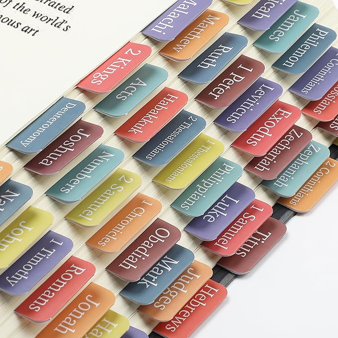 Mr. Pen- Bible Tabs, 75 Tabs, Elegant Rainbow, Laminated Bible Tabs for Women and Men, Bible Tabs for Study Bible, Large Print Bible Index Tabs, Bible Book Tabs, Bible Labels Tabs, Mr. Pen Bible Tabs