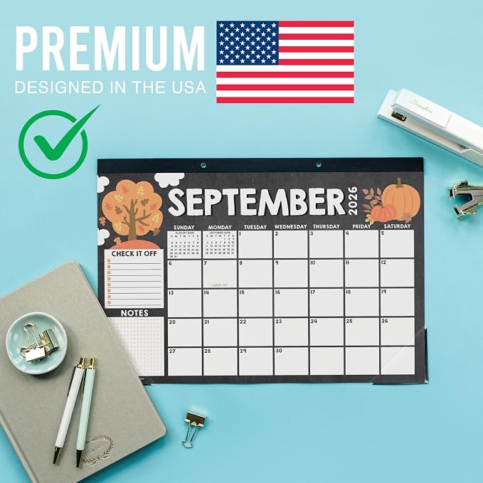 Hadley Designs Large Teacher Desk Calendar 2026-2027 - Desktop Calendar 2026, 18-Month Desk Calendars for Home, Office & Classroom, Cute Classroom Must Haves, Teacher Appreciation Gifts