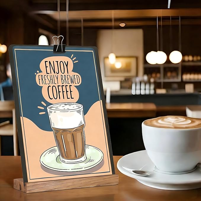 8.6x11.7 Chalkboard Signs with Base for Tabletop Decor Double Sided, Mini Chalkboard for Restaurant Food Menu, Message Board, Wedding Party (1 Pack, L/T 2-Slot)
