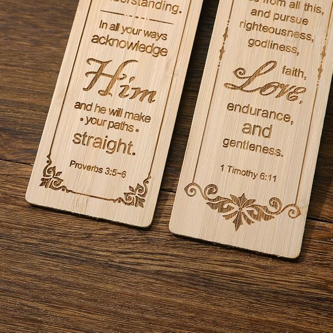 2 Pcs Bible Bookmark Bamboo Bookmarks for Men, Bible Book Markers Gifts for Christians (Classic)