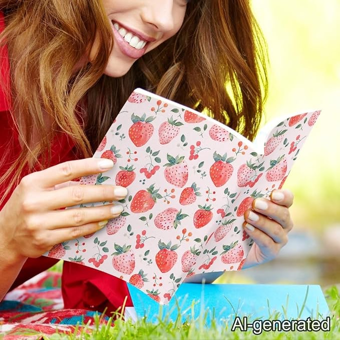 Dreaweet Strawberry Book Covers for Girls Stretchable Book Sleeve Protector 9 x 11 Inch Hardcover Book Socks Back to School Gifts