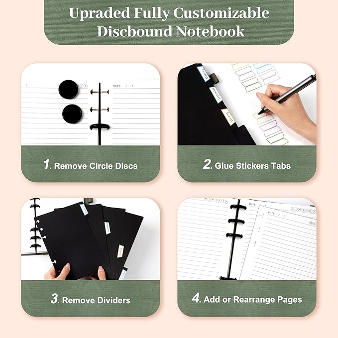 Yoment Discbound Lined Refills for 6.1 x 8.3 Hardcover Notebook, Spiral Journal Notebook for Office Work Meeting Planner, for School Students Class Notes, Small
