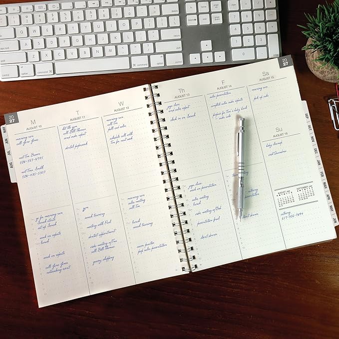 ESSENTIAL 2026-2027 Monthly & Weekly Planner with Tabs, 8.5"x11": 14 Months (May 2026 - June 2027), Professional, Simple, Easy-to-Use Design and Frosted Poly Cover for Extra Protection (Frosted)