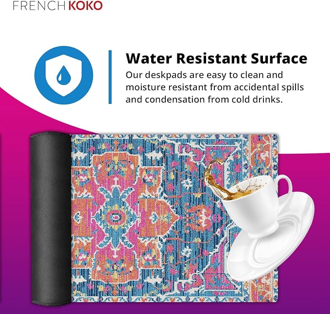 French KOKO Large Mouse Pad, Desk Mat, Keyboard Pad, Desktop Home Office School Essentials College Cute Decor Big Extended Laptop Protector Computer Accessories Pretty Mousepad Women Girls XL