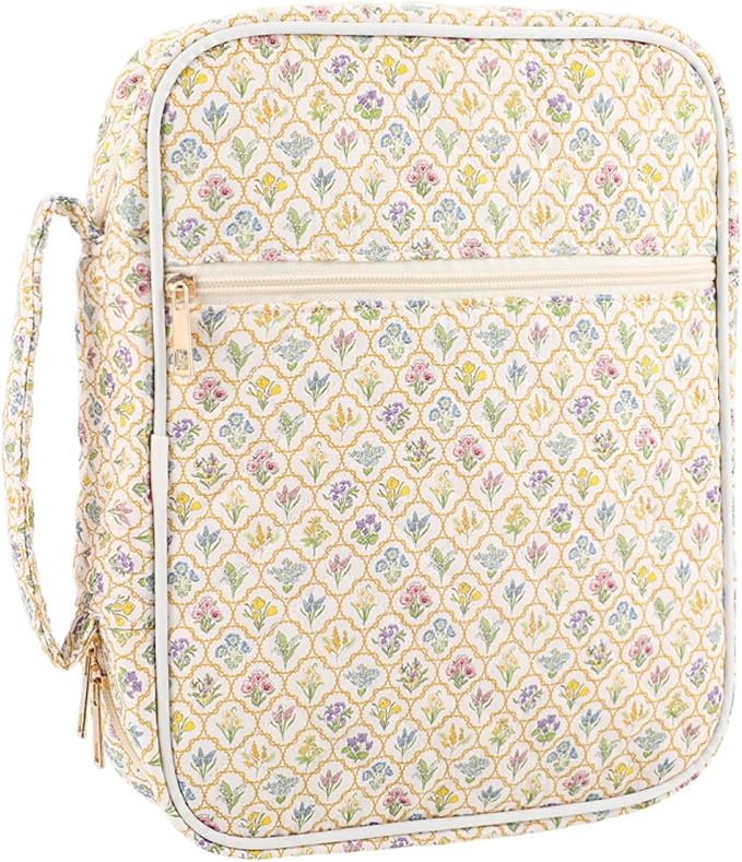 BESARME Bible Cover Case for Women, Large Bible Case Bibles Bag Bibles Study Supplies Christian Gifts for Women Girls (French Floral)