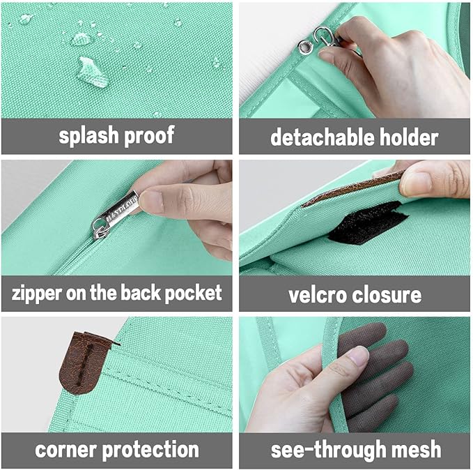 A5 Conference Folder Business Organiser Bag Notepad Carrying Case Document Case A5 Portfolio Organiser Portfolio Binder with Zip (Mint Green)