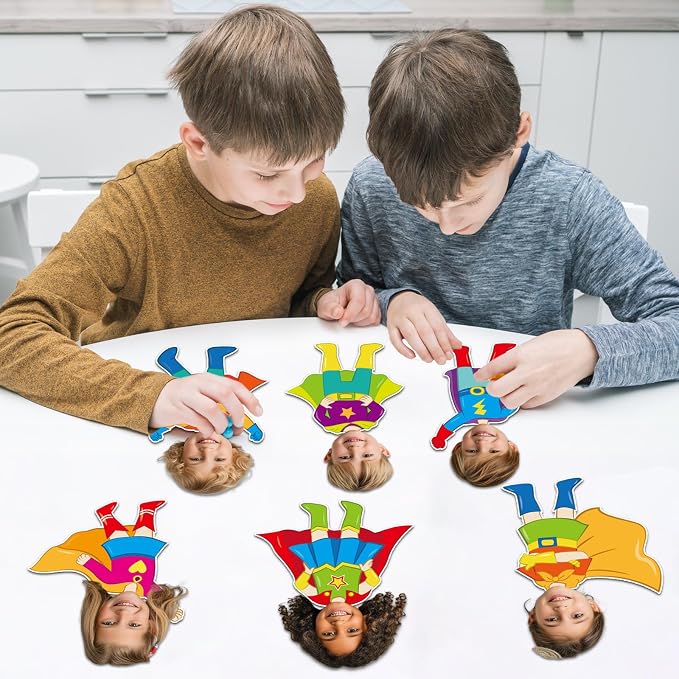 48Pcs Super Themed Cutouts Bulletin Board Decorations Hero Theme Paper Cut Outs DIY Photo Picture Craft for Kids Kindergarten Party Home Wall Back to School Classroom Birthday Supplies