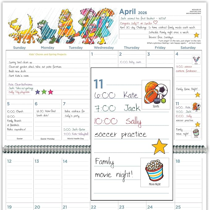 More Time Moms Family Organizer & Calendar, 2026 (15x22 Inches) - September 2025 to December 2026 - Larger & More Space for in-Depth Planning - Includes Over 500 Stickers, 16 Months, & Much More
