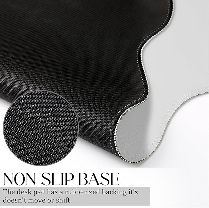 Hahafelt Scalloped Desk Mat Large Desk Pad Cute Coquette Table Mat Back to School Preppy Table Make up Pad Nonslip Graduation Gift with Stitching Waterproof Gaming(White,31.5 x 15.8 Inches)