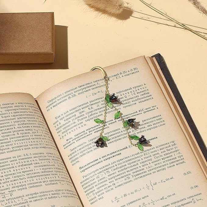 Cute Bookmarks for Women, Pretty Metal Flower Book Marks for Reading, Book Lovers Gifts for Club, Readers, Teacher Appreciation, Birthday, Mothers Day (Black)