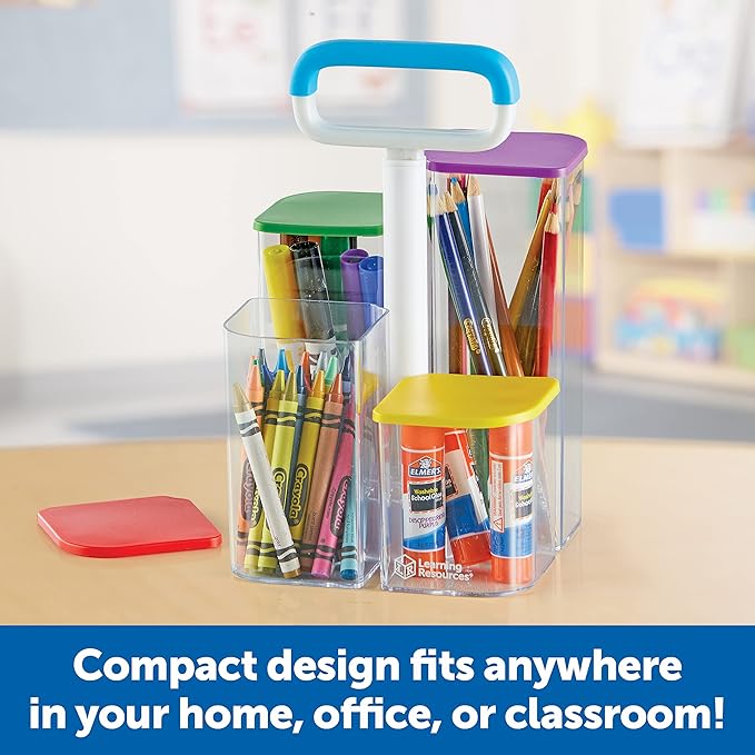 Learning Resources Create-a-Space See-Thru Storage Caddy , 9 Pieces, Classroom Organization, School Supplies Organizer